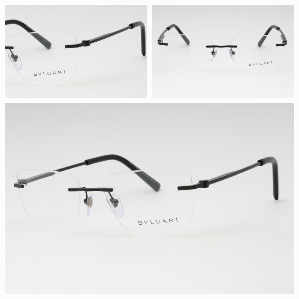 Bvlgari Rimless, Rectangular,  Black Eyeglasses
